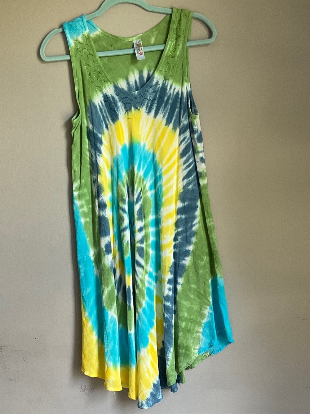 India Boutique Green & Blue Tie-Dye Sleeveless Top